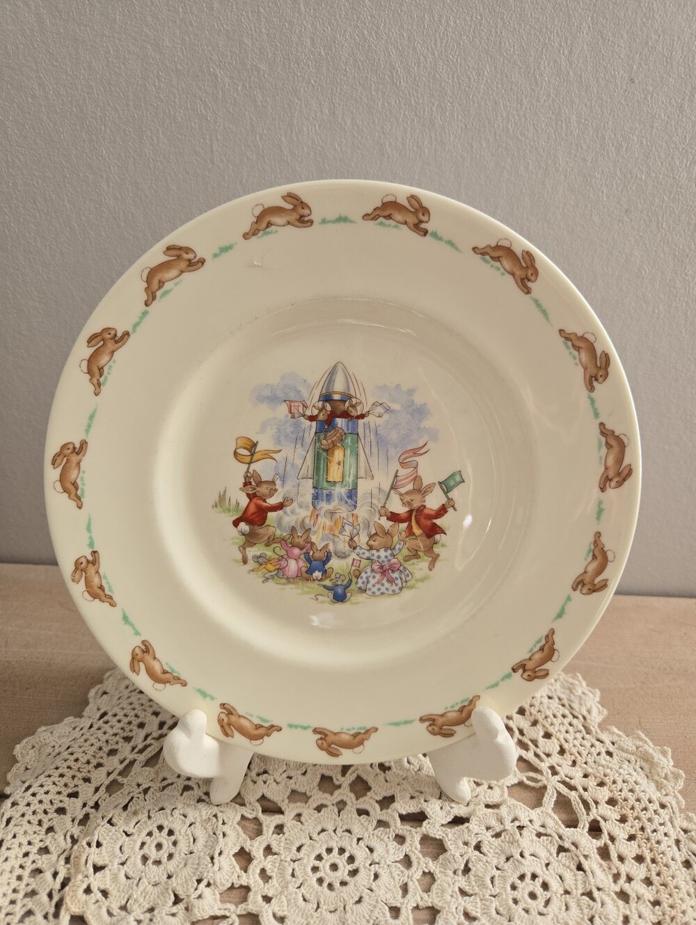 Vintage 1967 Royal Doulton Bunnykins Rocket Launch Plate